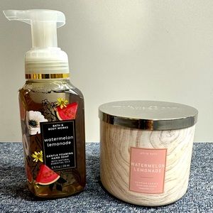 Bath and body works candle soap set watermelon lemonade